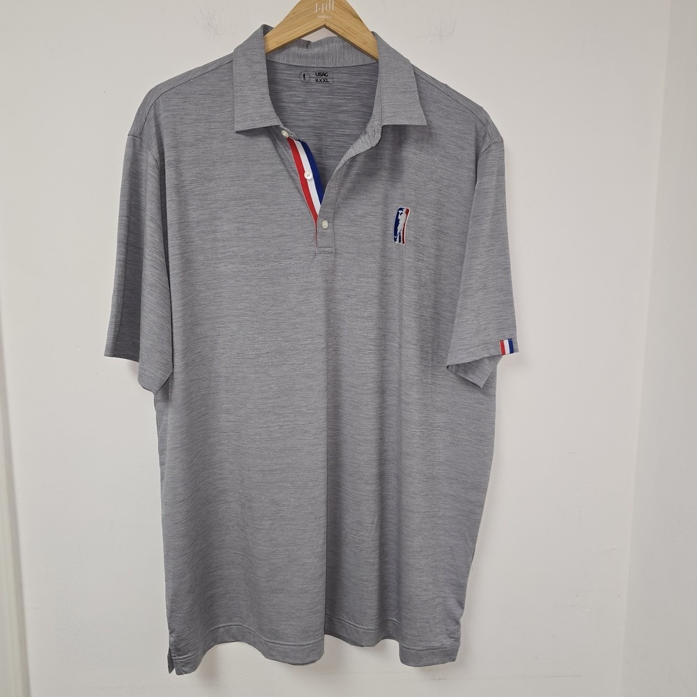 USAG U Suck At Golf Polo Shirt Mens Size XXXL 3XL Gray Embroidered Logo Stretch